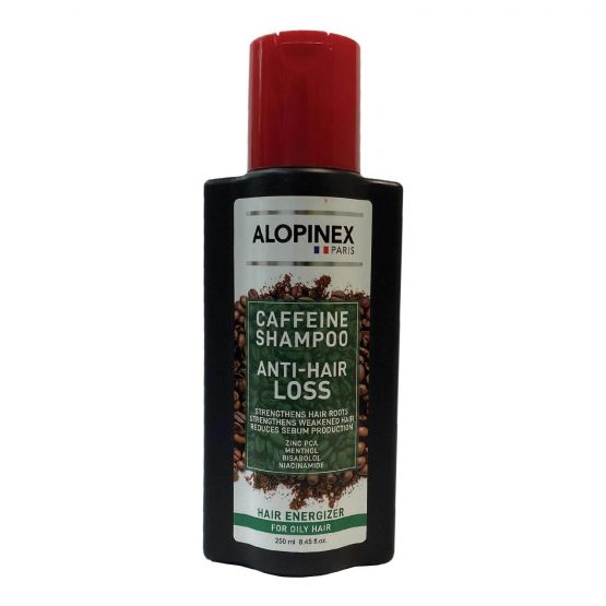 شامپو کافئین تقویت کننده موهای چرب آلوپینکس